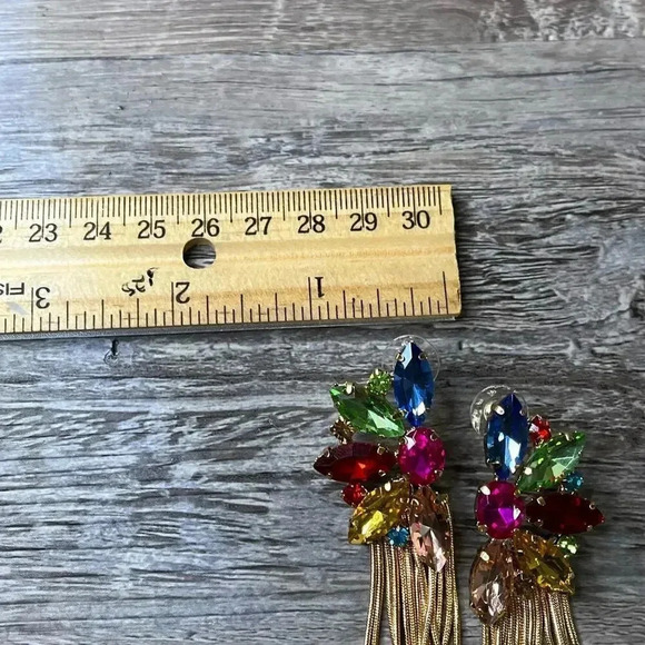 Fashion Earrings Multi Color Rhinestone Dangle Earrings - Picture 10 of 10